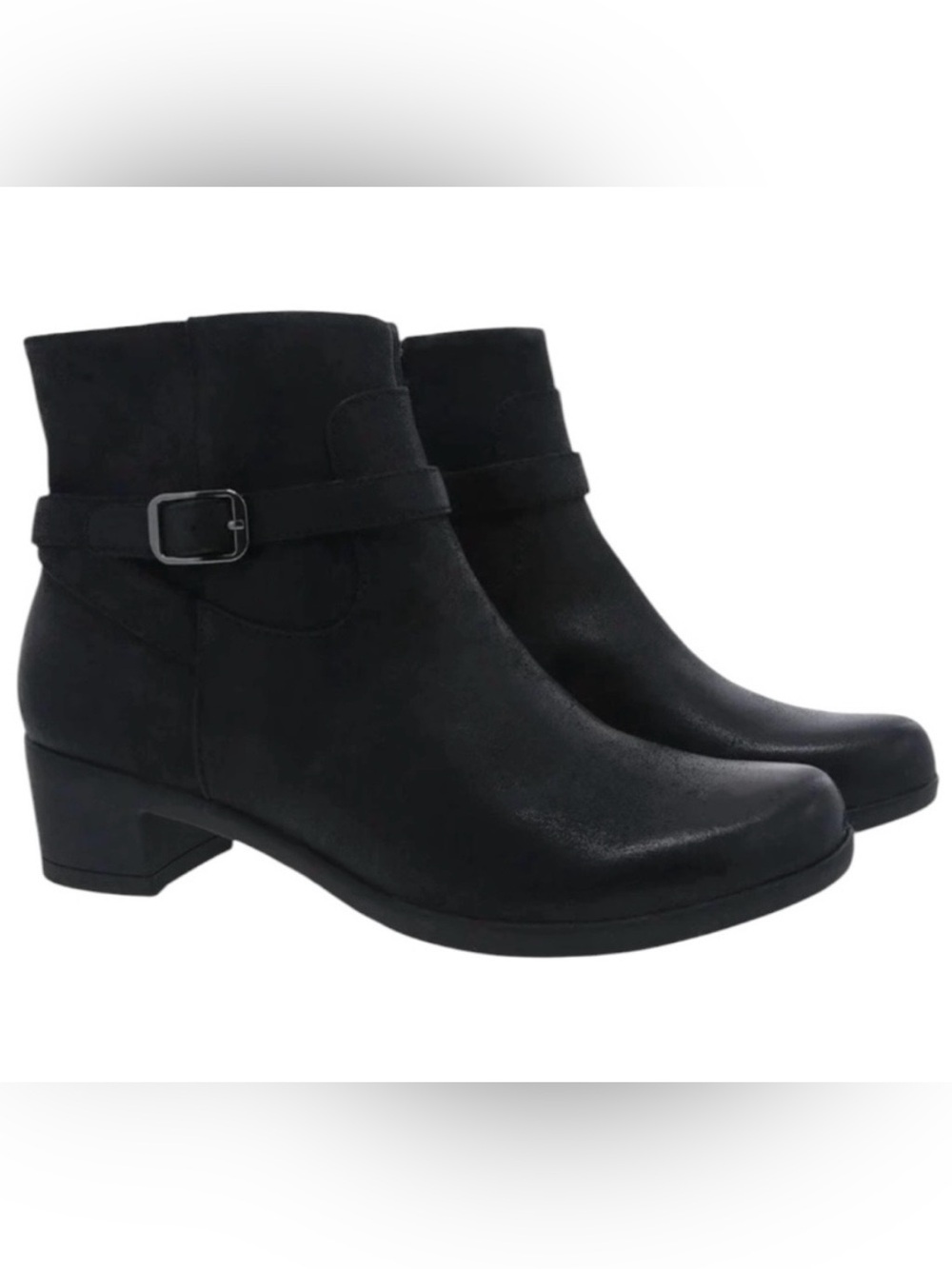 Dansko Cagney Ankle Booties Black Leather Size 38 Adjustable Side Buckle